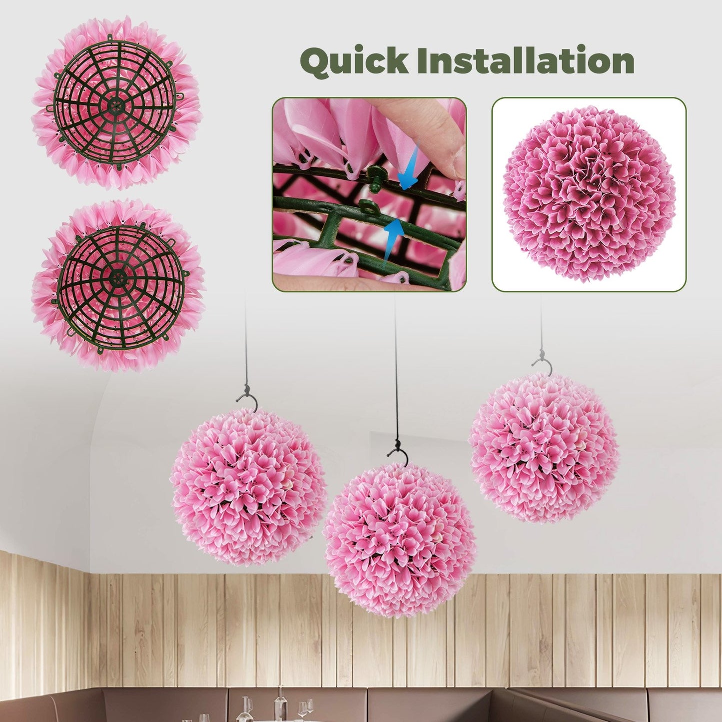 2 PCS Artificial Plant Topiary Balls Faux Boxwood Decorative Balls, Pink Faux Plants   at Gallery Canada