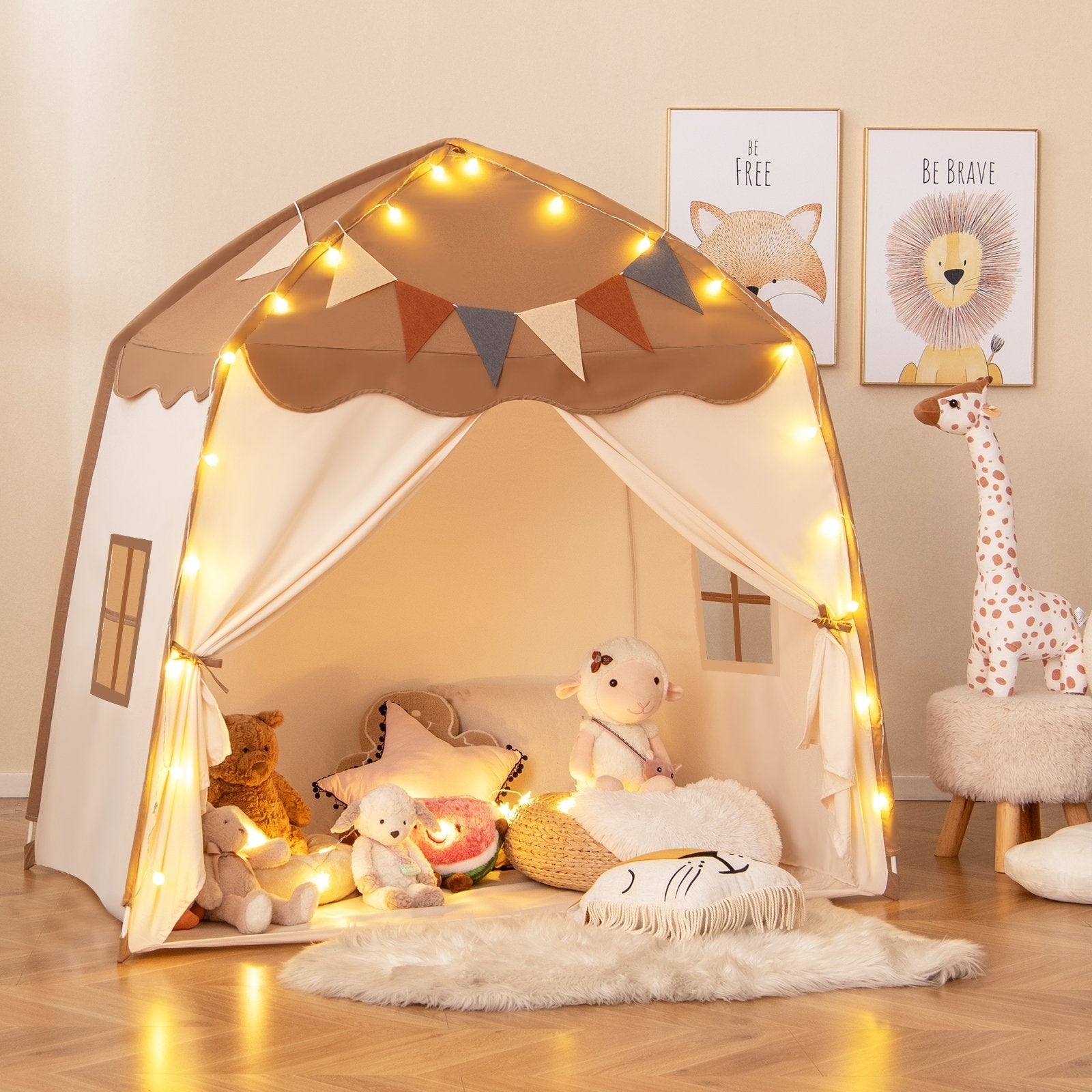 Kids Play Tent Bed Tent with String Lights Extra Large Playhouse Tent, Coffee Play Tents & Playhouse at Gallery Canada