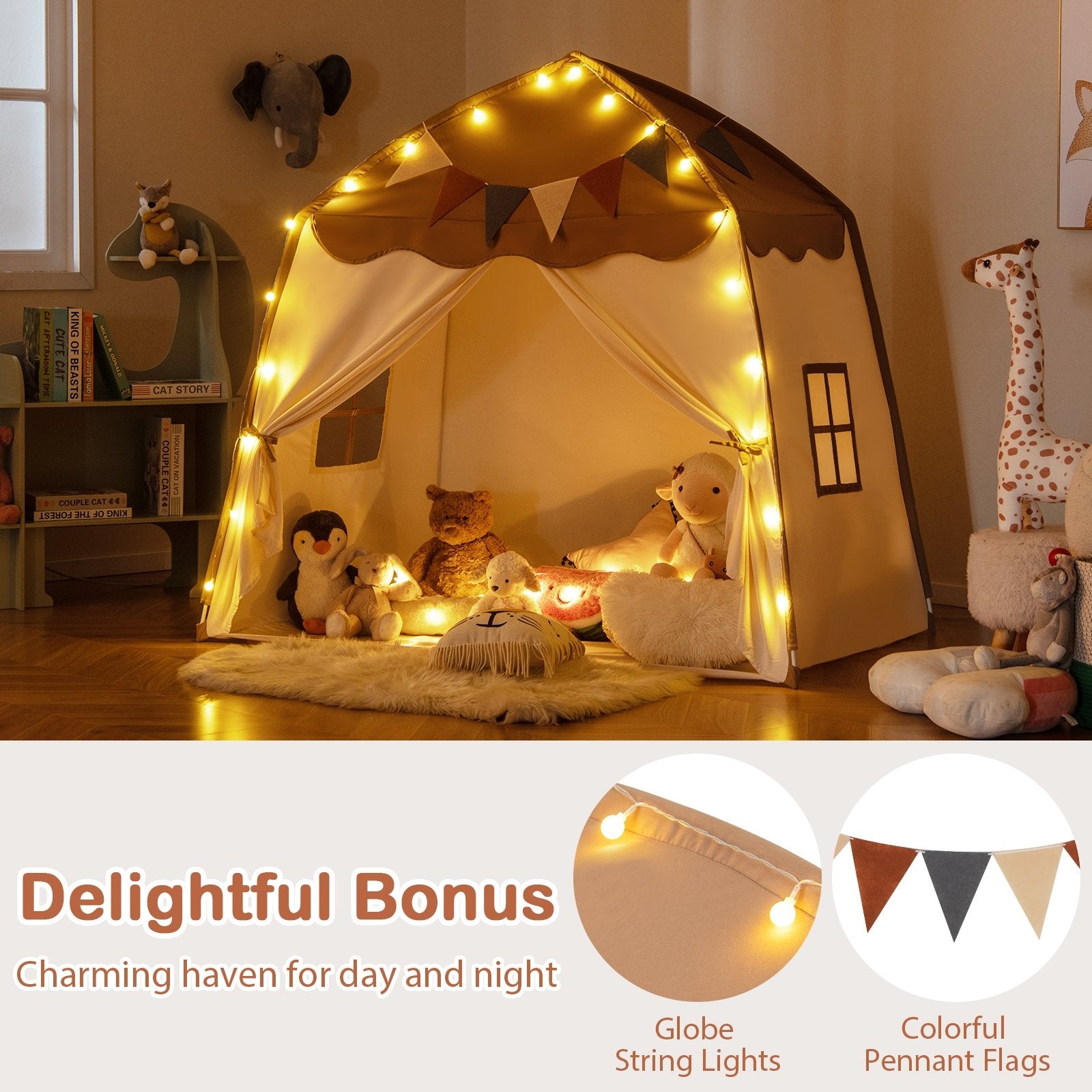 Kids Play Tent Bed Tent with String Lights Extra Large Playhouse Tent, Coffee Play Tents & Playhouse at Gallery Canada