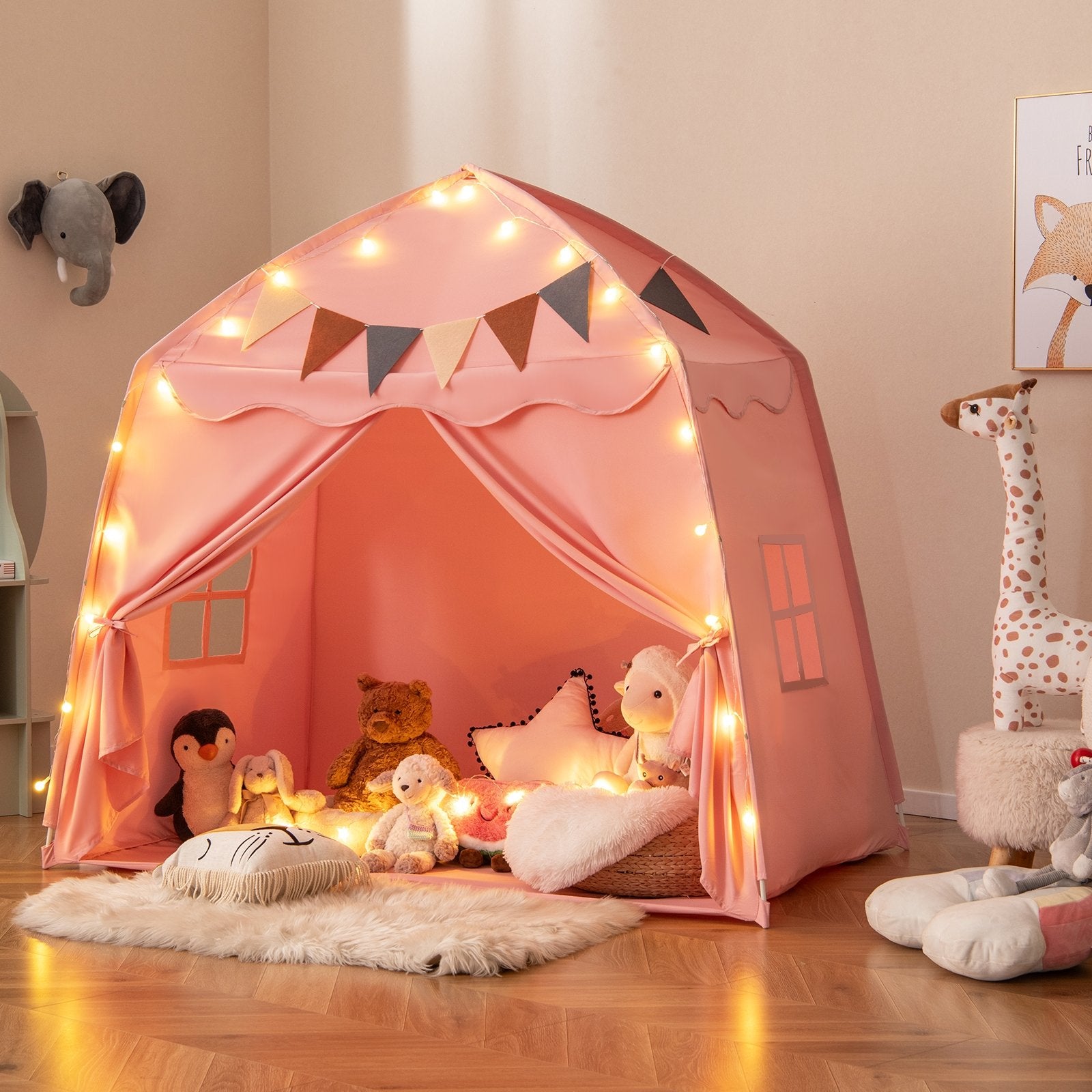 Kids Play Tent Bed Tent with String Lights Extra Large Playhouse Tent, Pink Play Tents & Playhouse at Gallery Canada