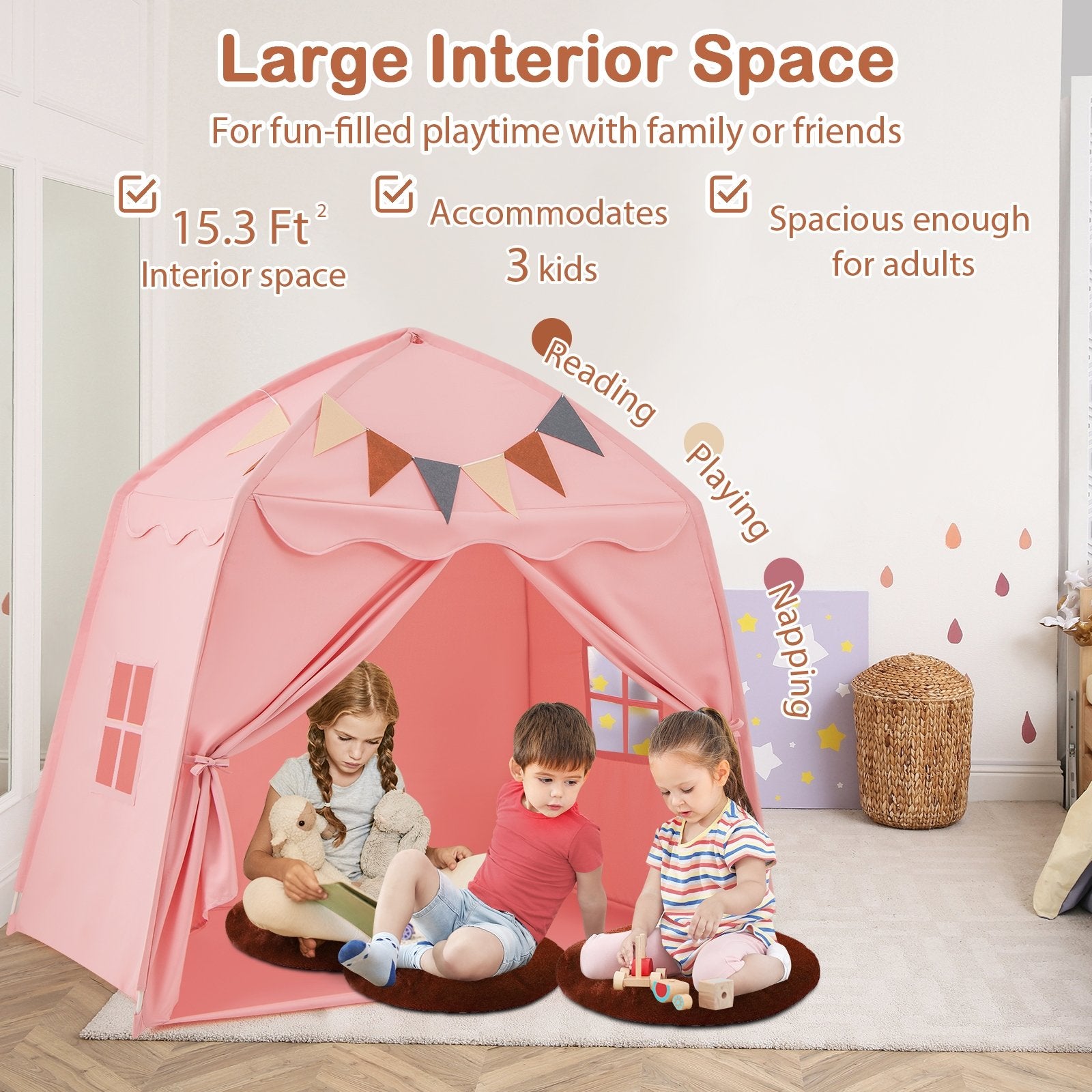 Kids Play Tent Bed Tent with String Lights Extra Large Playhouse Tent, Pink Play Tents & Playhouse at Gallery Canada