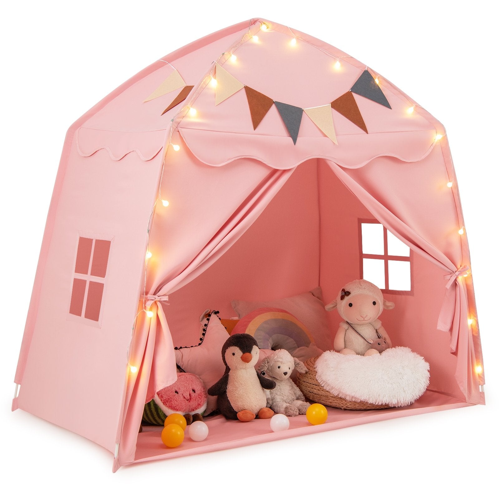 Kids Play Tent Bed Tent with String Lights Extra Large Playhouse Tent, Pink Play Tents & Playhouse Pink at Gallery Canada