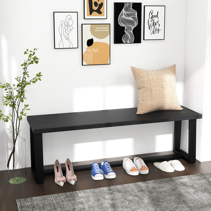 Wood Dining Bench with Metal Frame and Adjustable Footpads, Black Shoe Racks & Storage Benches at Gallery Canada