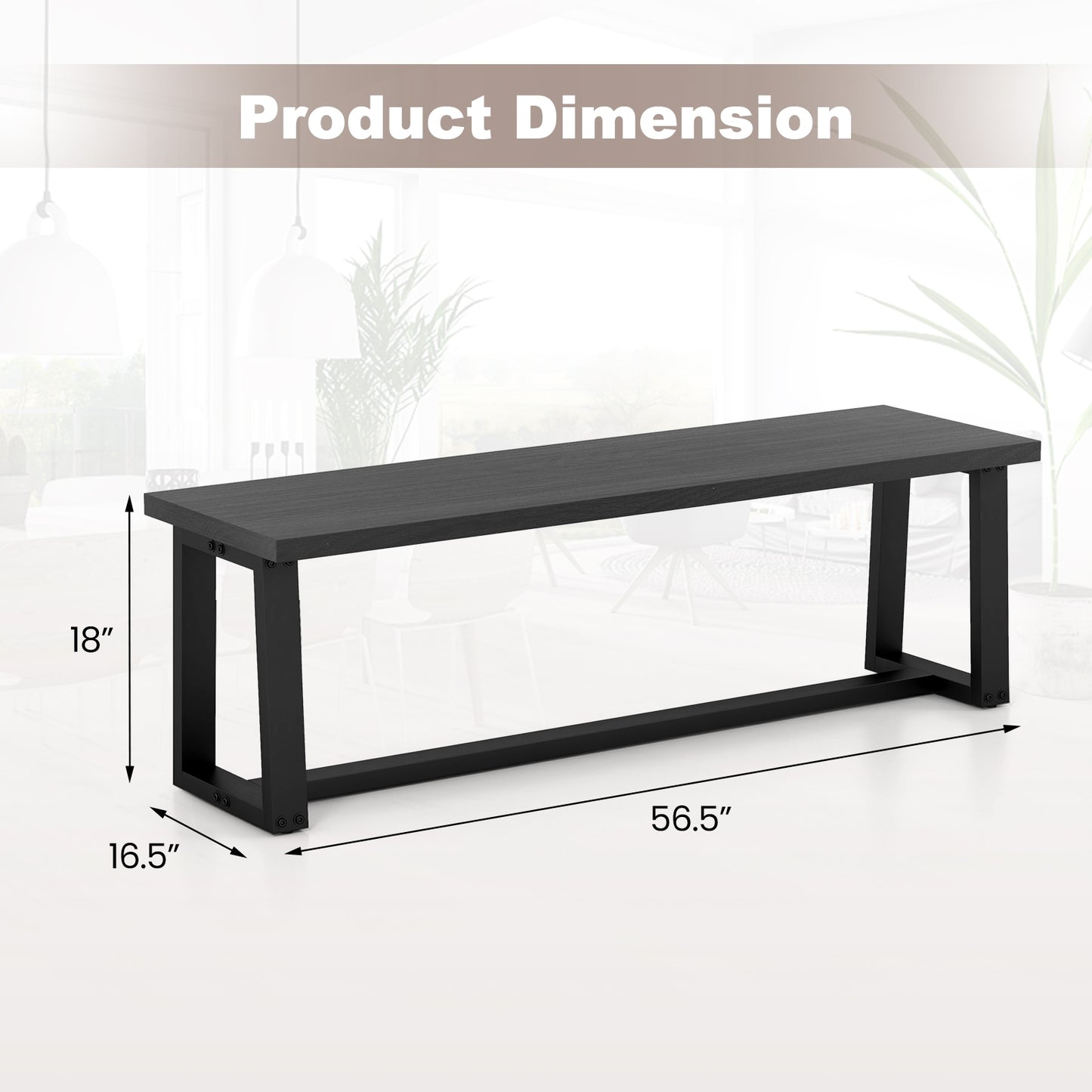 Wood Dining Bench with Metal Frame and Adjustable Footpads, Black Shoe Racks & Storage Benches at Gallery Canada