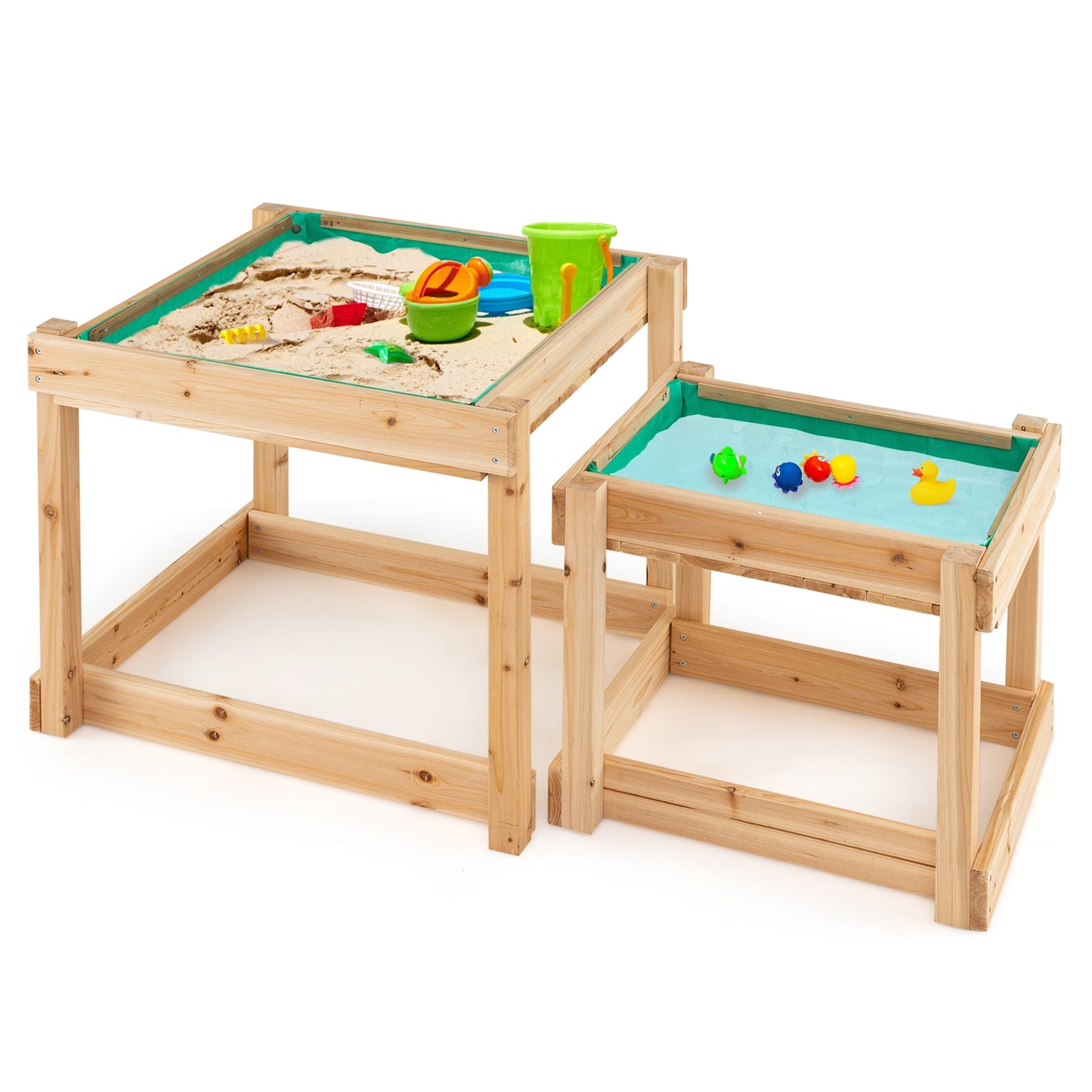 Wooden Sand and Water Tables with Protective Cover for Kids, Natural Sandboxes Natural at Gallery Canada