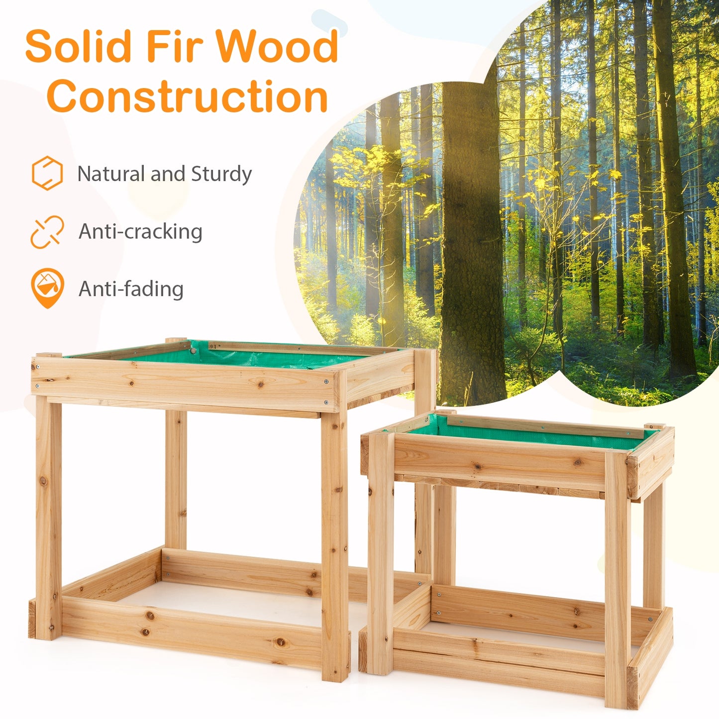 Wooden Sand and Water Tables with Protective Cover for Kids, Natural Sandboxes at Gallery Canada