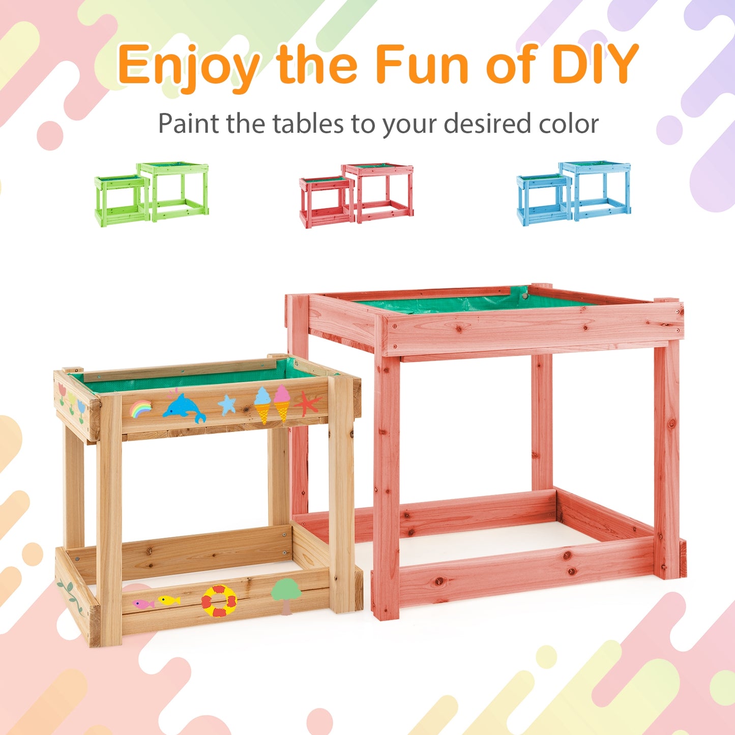 Wooden Sand and Water Tables with Protective Cover for Kids, Natural Sandboxes at Gallery Canada