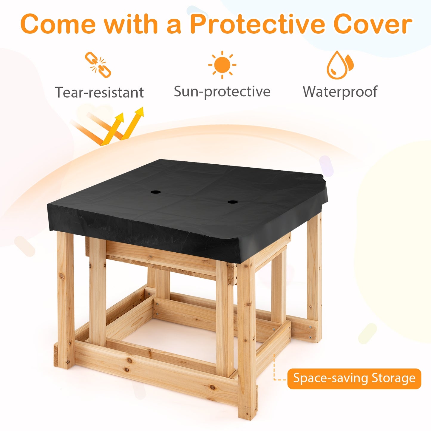 Wooden Sand and Water Tables with Protective Cover for Kids, Natural Sandboxes at Gallery Canada