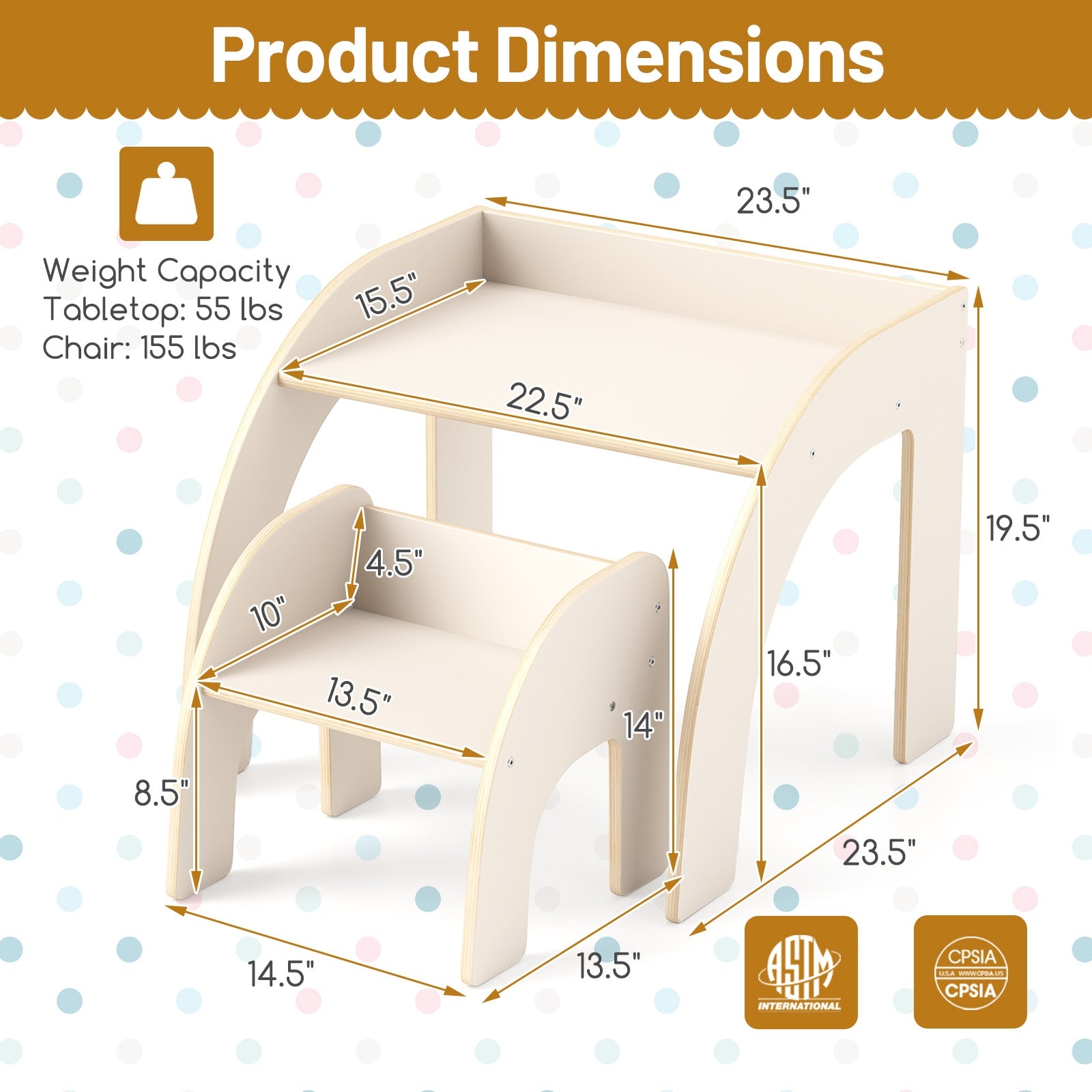 Kids Table and Chair Set with Wide Tabletop and Curved Edges for Kids Room, White Kids Table & Chair Sets at Gallery Canada