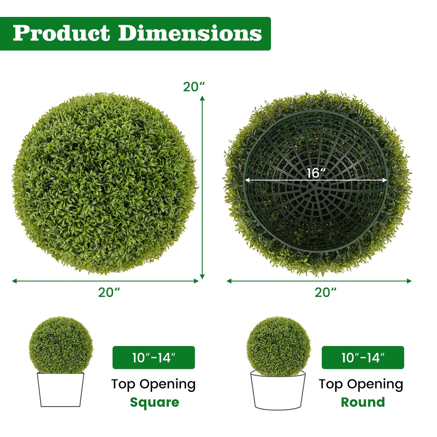 2 PCS 20 Inch Artificial Plant Boxwood Topiary Ball-M, Green Faux Plants at Gallery Canada