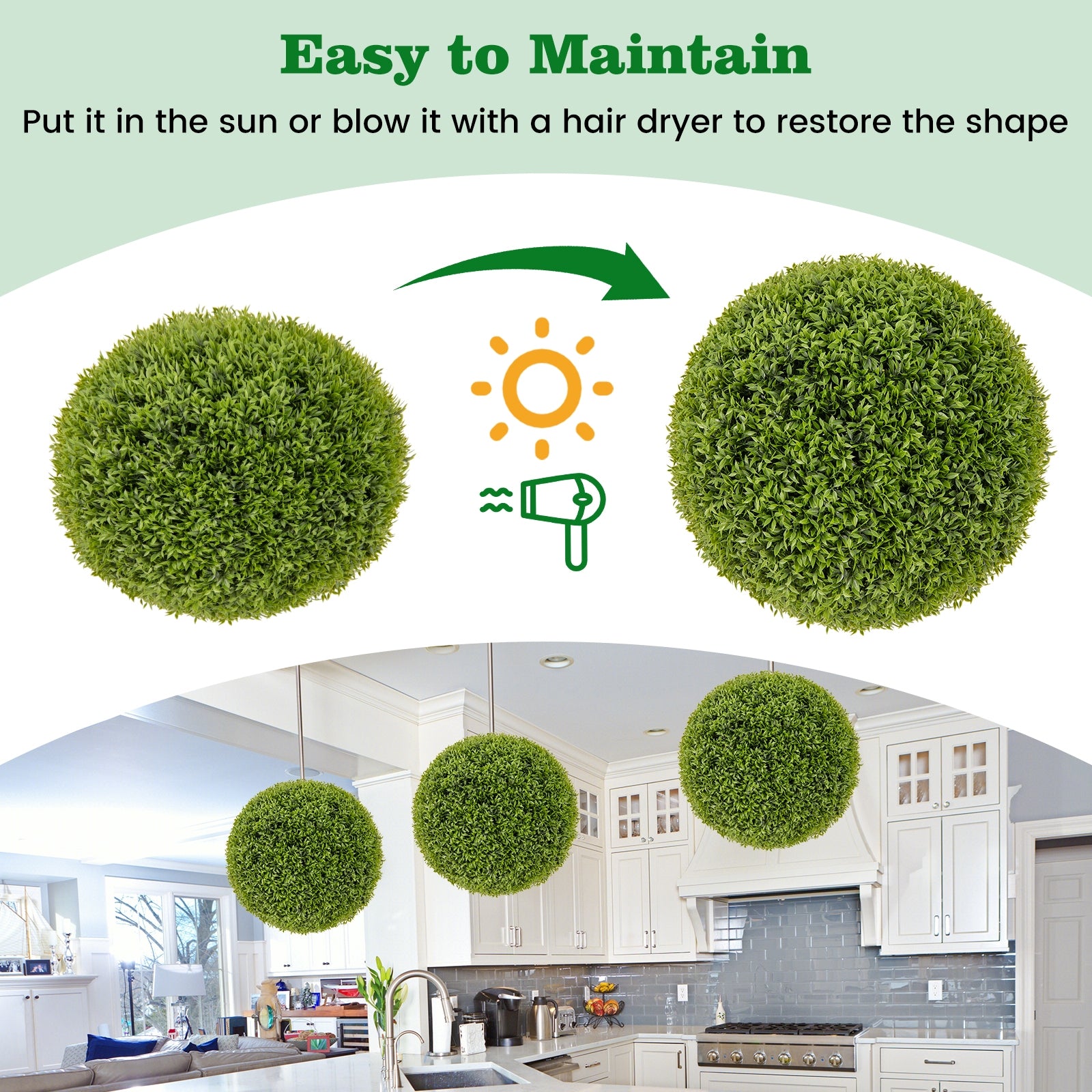 2 PCS 20 Inch Artificial Plant Boxwood Topiary Ball-M, Green Faux Plants at Gallery Canada