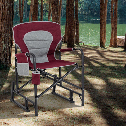 Outdoor Rocker Camping Chair with Dual Springs and Padded Back, Red Camping Furniture at Gallery Canada