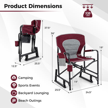 Outdoor Rocker Camping Chair with Dual Springs and Padded Back, Red Camping Furniture at Gallery Canada