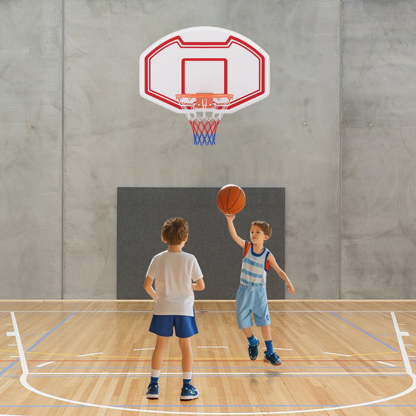 Large Wall Mounted Basketball Hoop with Shatter-proof Backboard, Red & White Sport Equipments at Gallery Canada