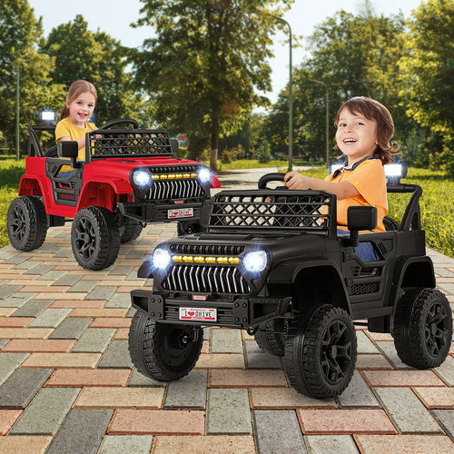 12V Kids Ride on Truck Car with Parental Remote and Music Player, Black