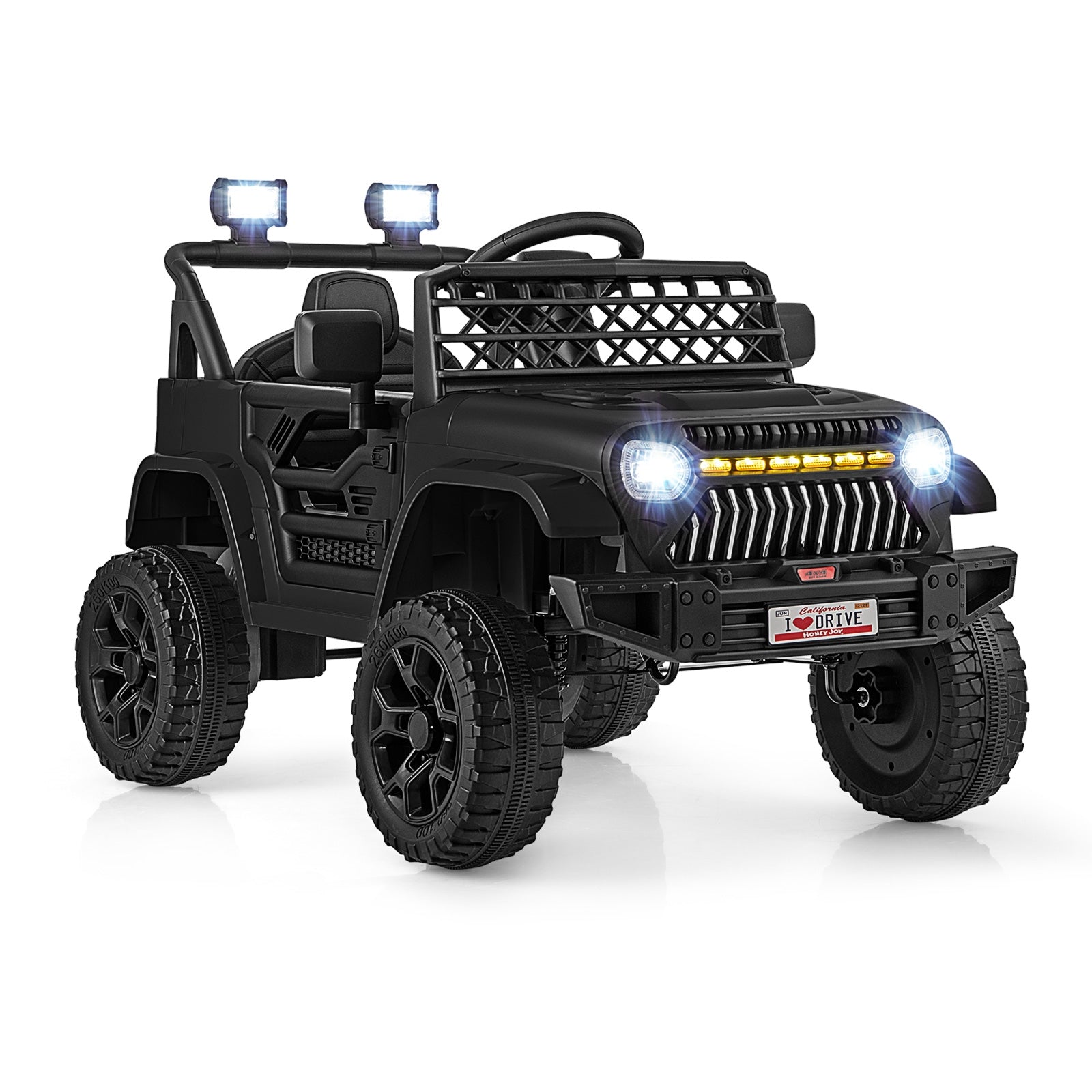 12V Kids Ride on Truck Car with Parental Remote and Music Player, Black Powered Ride On Toys Black at Gallery Canada