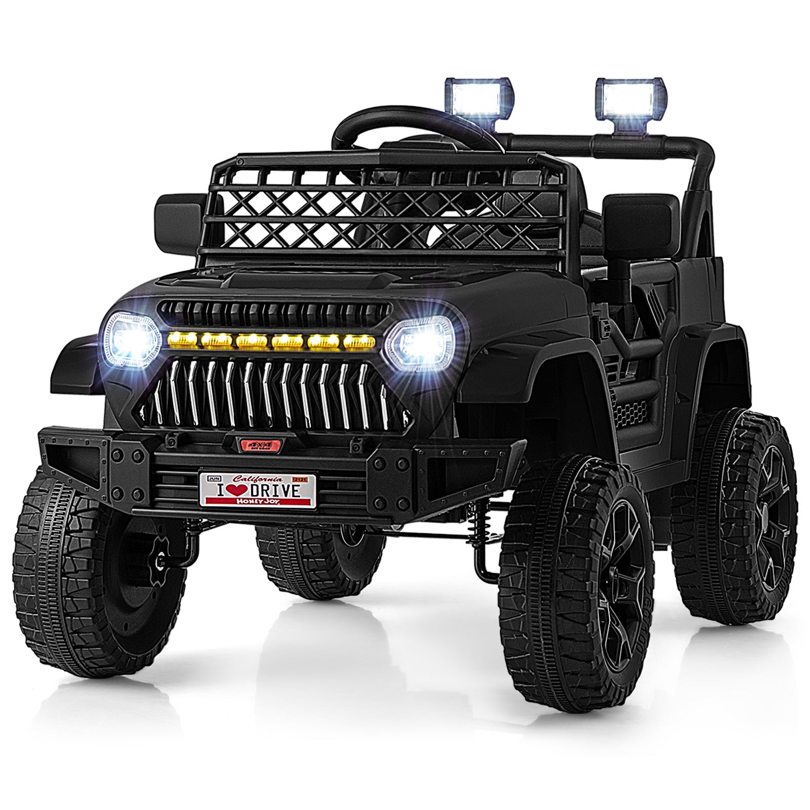 12V Kids Ride on Truck Car with Parental Remote and Music Player, Black Powered Ride On Toys at Gallery Canada