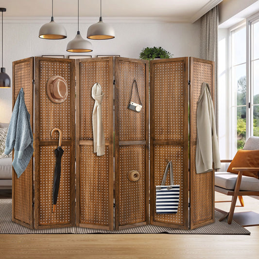 Pegboard Display with 360° Metal Hinges and Solid Wood Frame-6 Panel Room Dividers Options at Gallery Canada