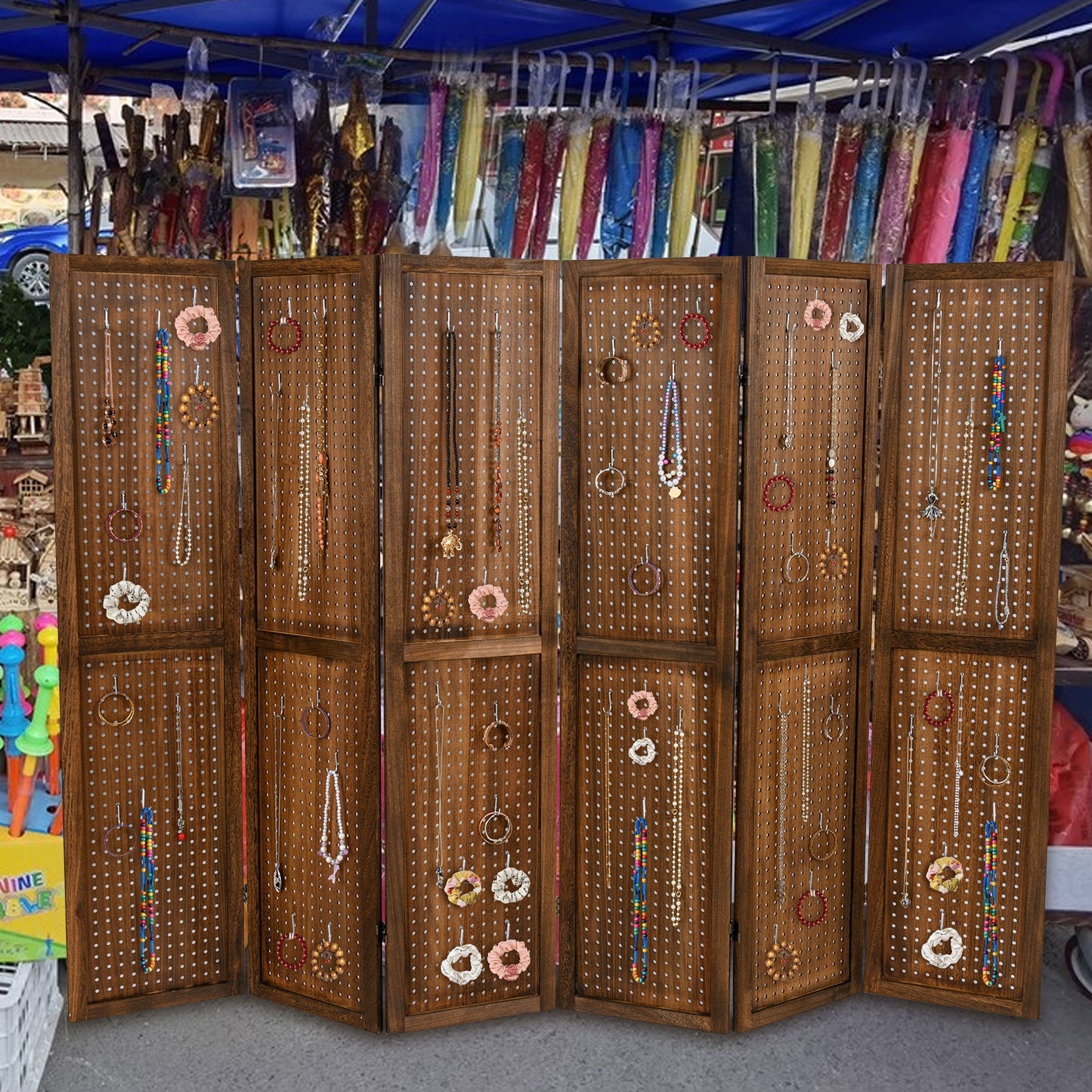 Pegboard Display with 360° Metal Hinges and Solid Wood Frame-6 Panel Room Dividers at Gallery Canada