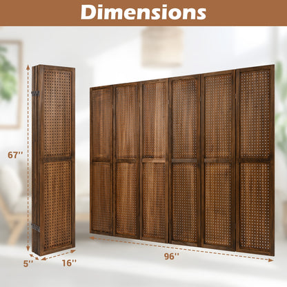 Pegboard Display with 360° Metal Hinges and Solid Wood Frame-6 Panel Room Dividers at Gallery Canada