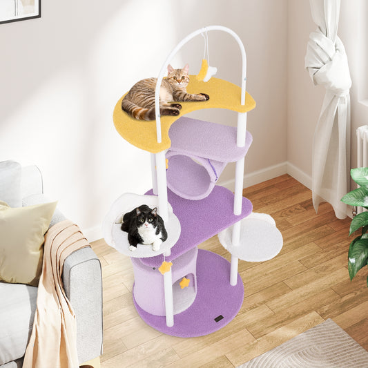 62 Inches Large Cat Tower with Metal Frame and Jumping Platforms, Purple Cat Trees Condos & Scratchers Purple at Gallery Canada