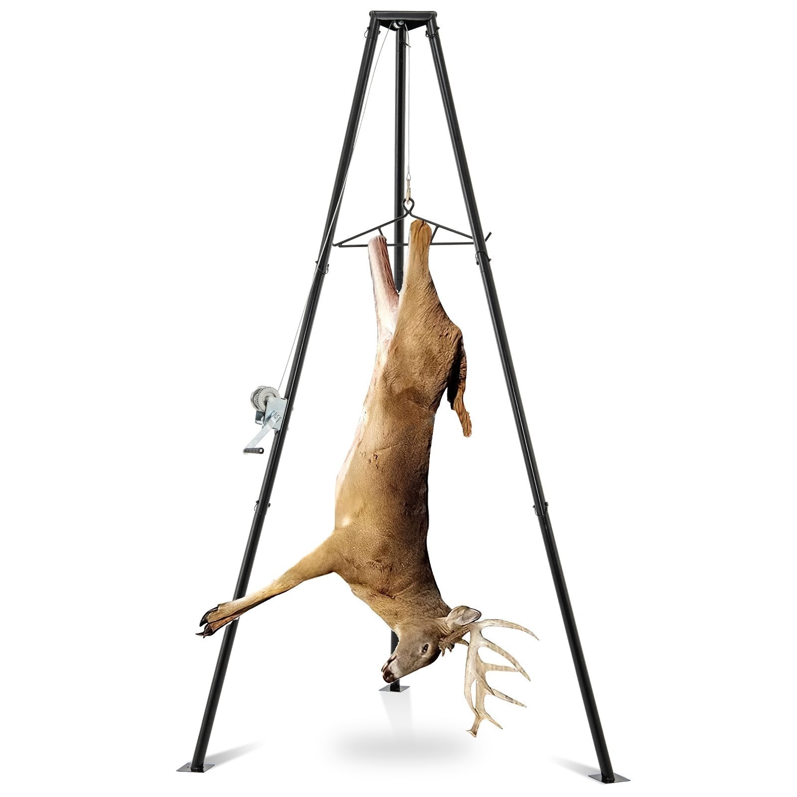 Tripod Game Hoist Deer Hanger 600 LBS Capacity Deer Skinning Rack, Black Camping at Gallery Canada