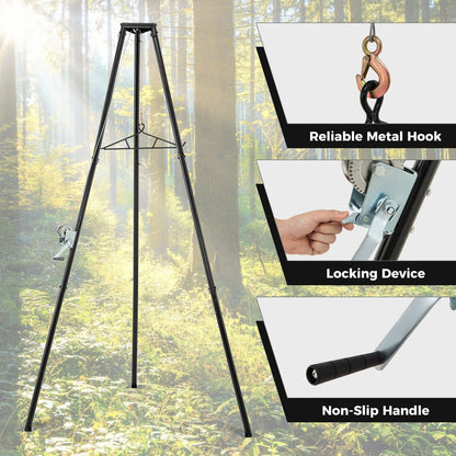 Tripod Game Hoist Deer Hanger 600 LBS Capacity Deer Skinning Rack, Black Camping at Gallery Canada