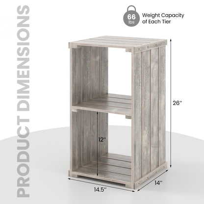 2-Cube Storage Shelf with Open Back and 3-Tier Shelf, Light Brown Bookcases at Gallery Canada