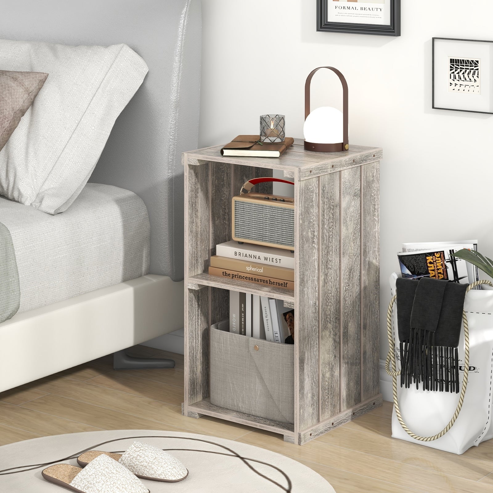 2-Cube Storage Shelf with Open Back and 3-Tier Shelf, Light Brown Bookcases at Gallery Canada