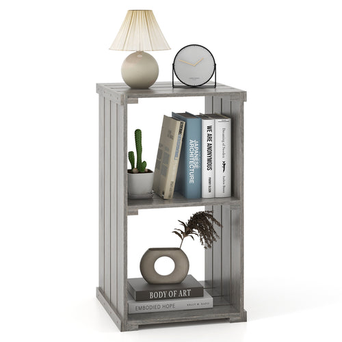 2-Cube Storage Shelf with Open Back and 3-Tier Shelf, Light Gray