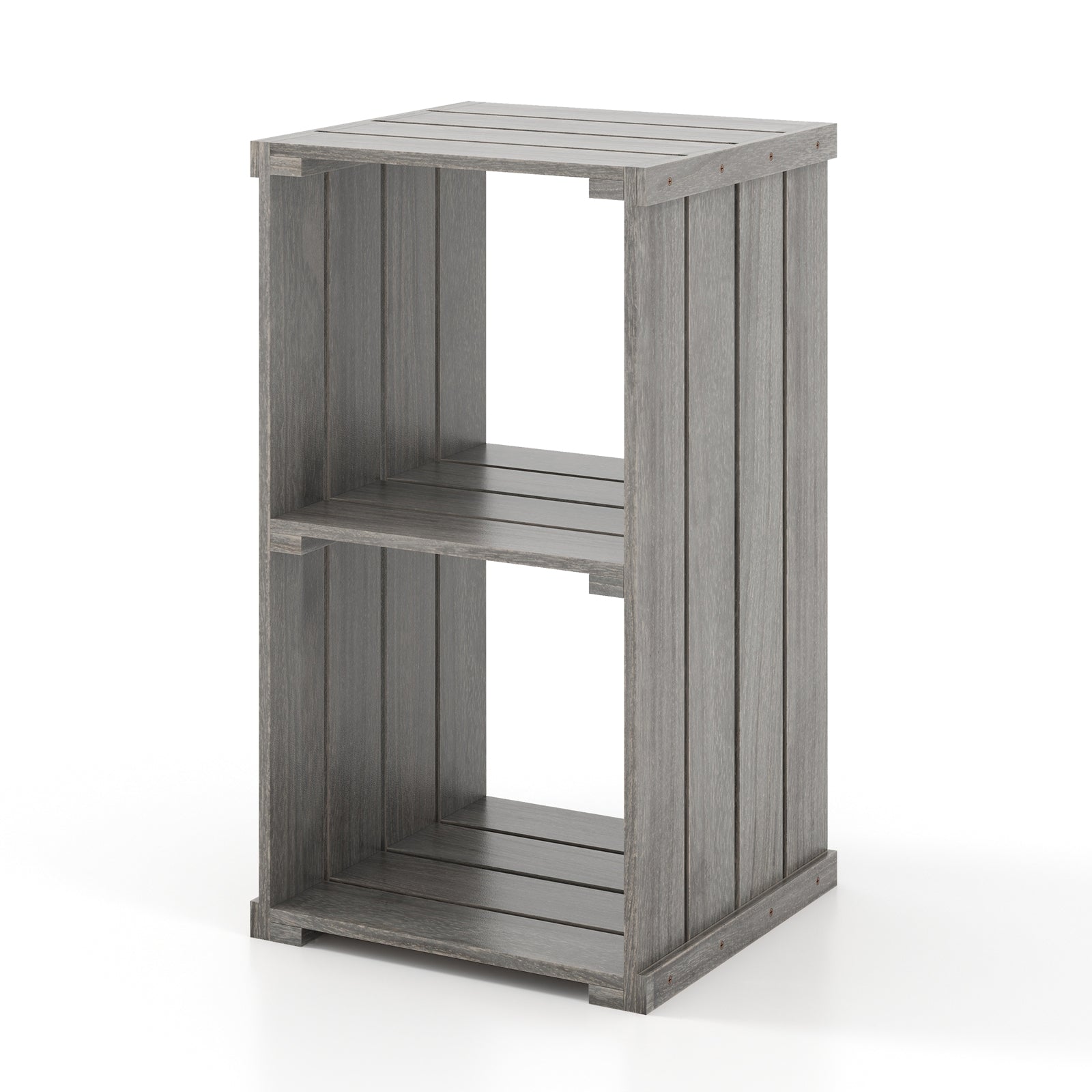 2-Cube Storage Shelf with Open Back and 3-Tier Shelf, Light Gray Bookcases at Gallery Canada