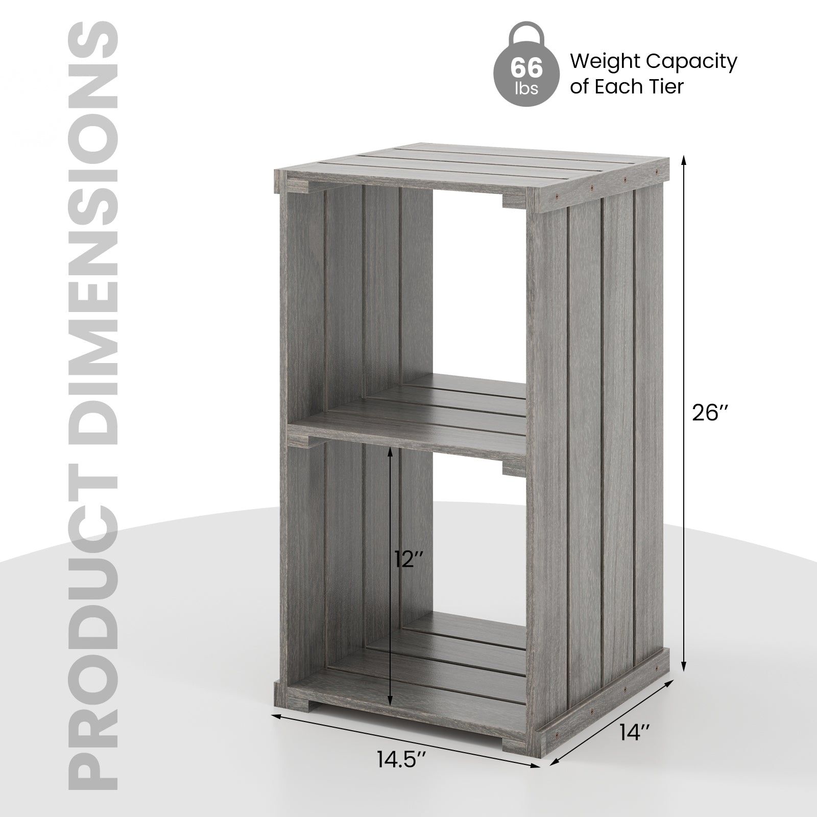 2-Cube Storage Shelf with Open Back and 3-Tier Shelf, Light Gray Bookcases at Gallery Canada