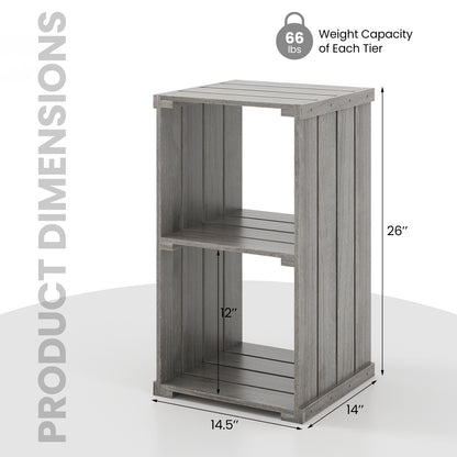 2-Cube Storage Shelf with Open Back and 3-Tier Shelf, Light Gray Bookcases at Gallery Canada