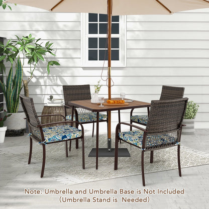 5 Pieces Patio Dining Set 4 Cushioned Rattan Armchairs and Square Table Patio Dining Sets at Gallery Canada