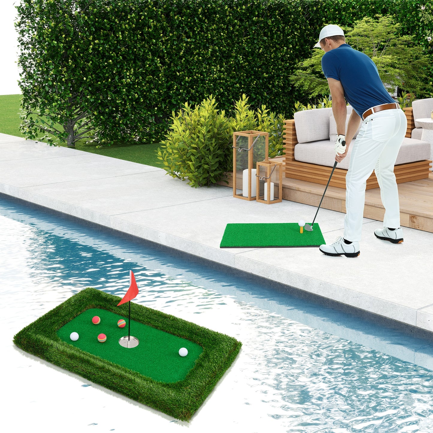 37.5 x 25.5 Inch Floating Golf Green for Pool Chipping Green Mat, Green Golf at Gallery Canada