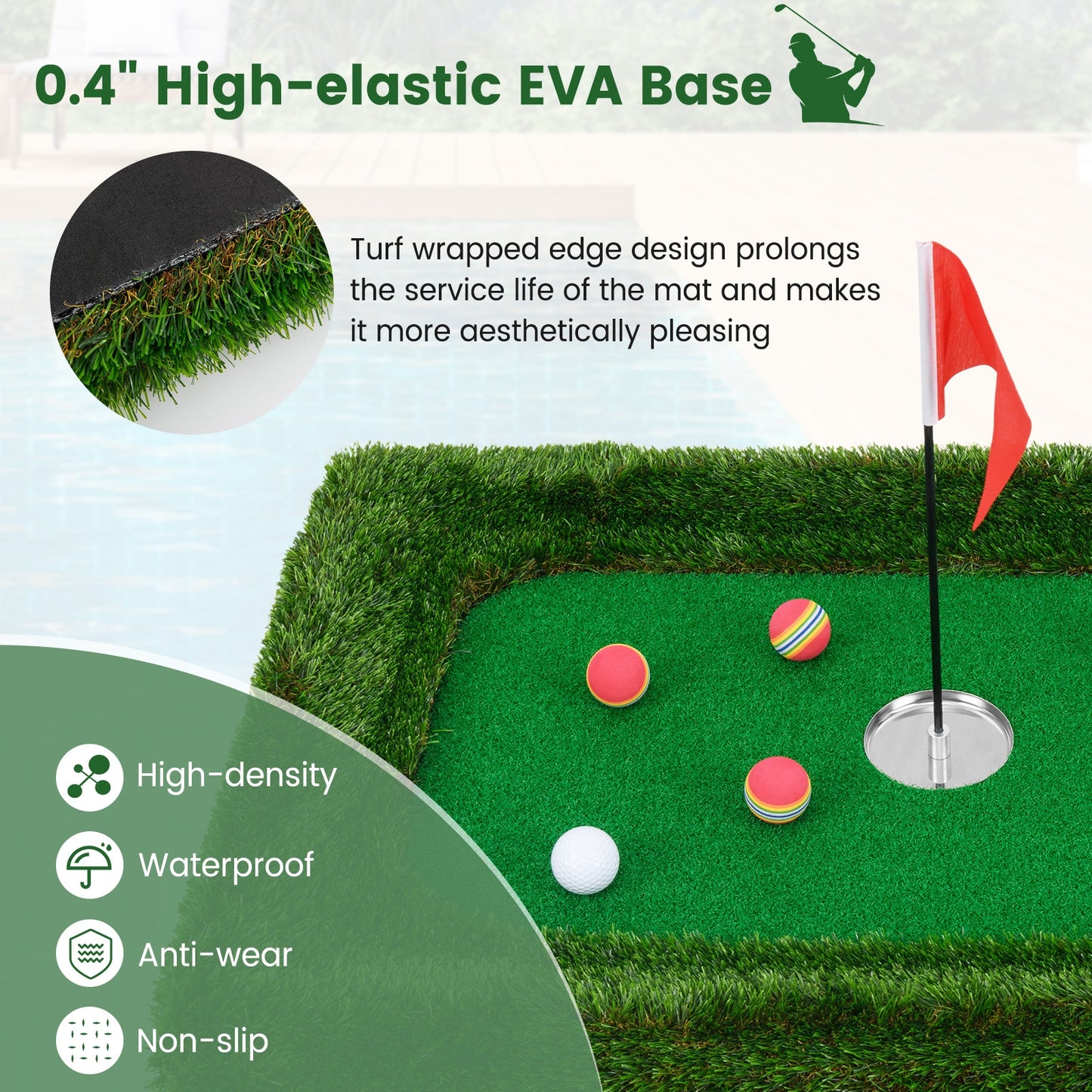 37.5 x 25.5 Inch Floating Golf Green for Pool Chipping Green Mat, Green Golf at Gallery Canada