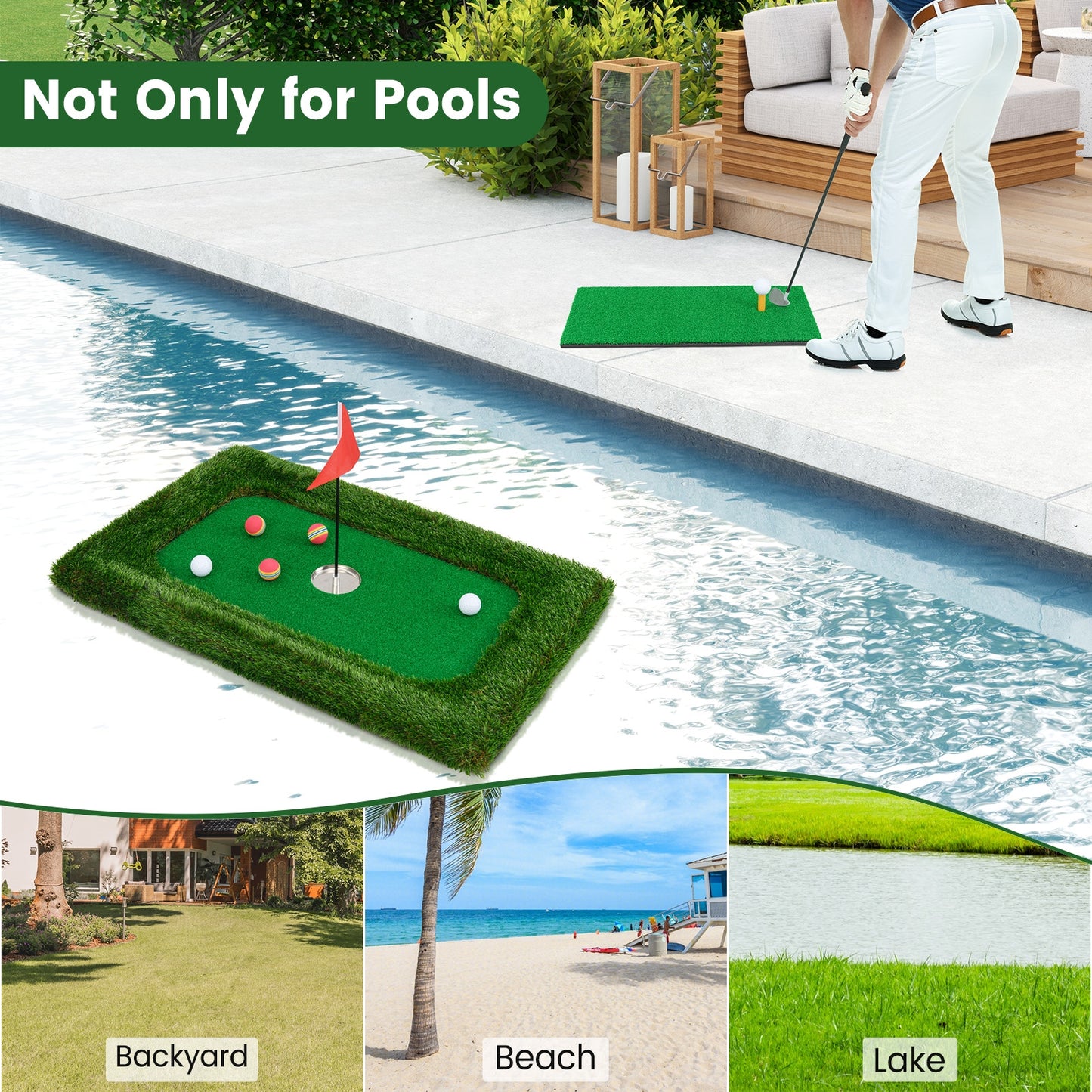 37.5 x 25.5 Inch Floating Golf Green for Pool Chipping Green Mat, Green Golf at Gallery Canada