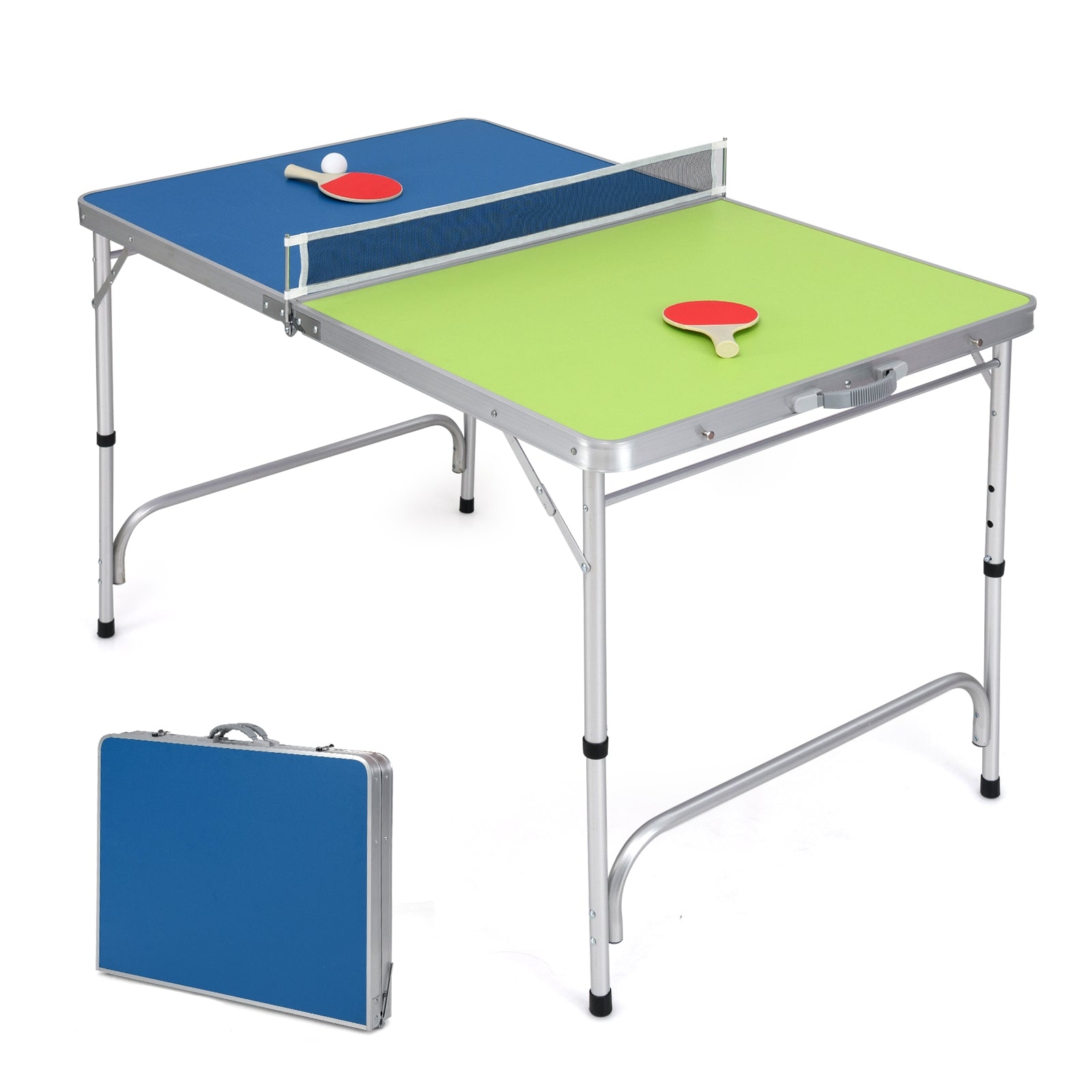 Foldable Ping Pong Table Game Set Mini Table Tennis Table with Adjustable Height, Blue & Green Sport Equipments at Gallery Canada