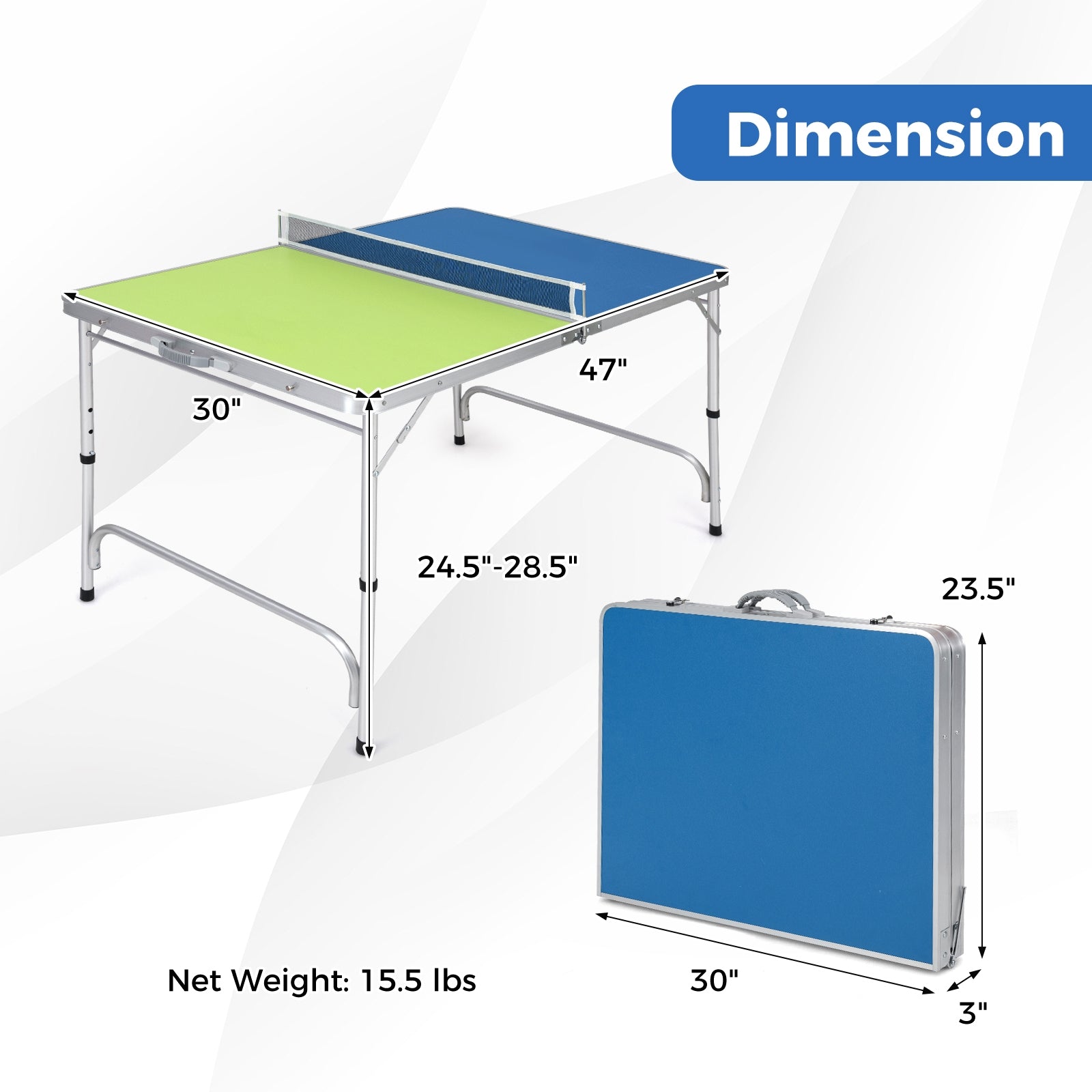 Foldable Ping Pong Table Game Set Mini Table Tennis Table with Adjustable Height, Blue & Green Sport Equipments at Gallery Canada