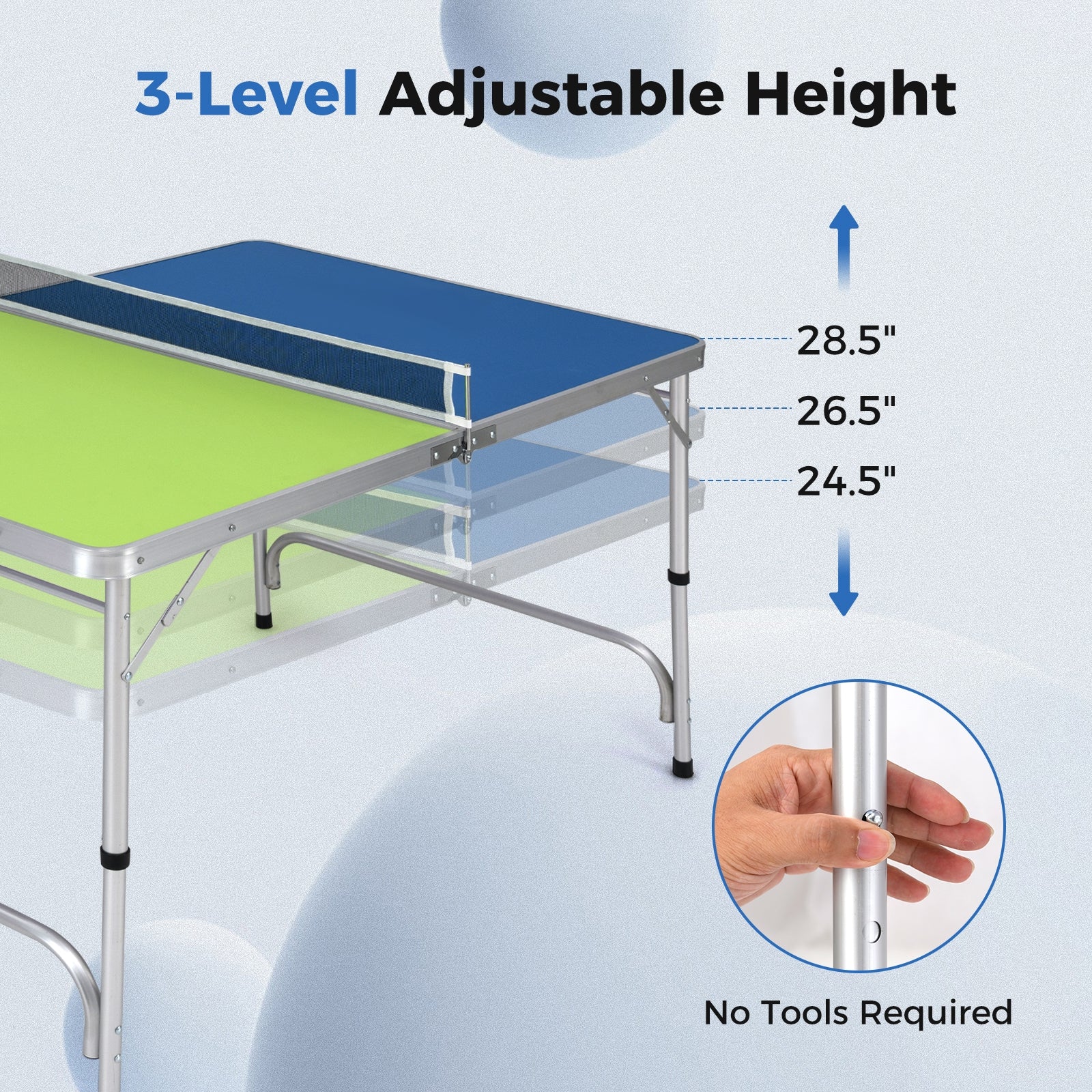 Foldable Ping Pong Table Game Set Mini Table Tennis Table with Adjustable Height, Blue & Green Sport Equipments at Gallery Canada