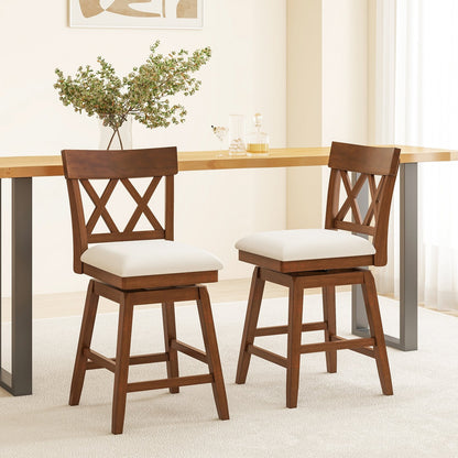 26 Inch Bar Stool with Contoured Backrest and Swivel Padded Seat, Brown Bar Stools at Gallery Canada