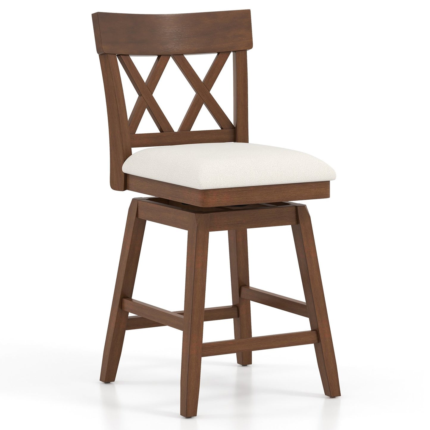 26 Inch Bar Stool with Contoured Backrest and Swivel Padded Seat, Brown Bar Stools Brown at Gallery Canada