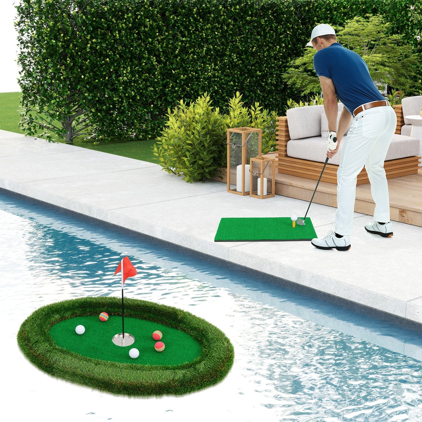 Floating Golf Green Oval Floating Chipping for Pool, Green Golf at Gallery Canada