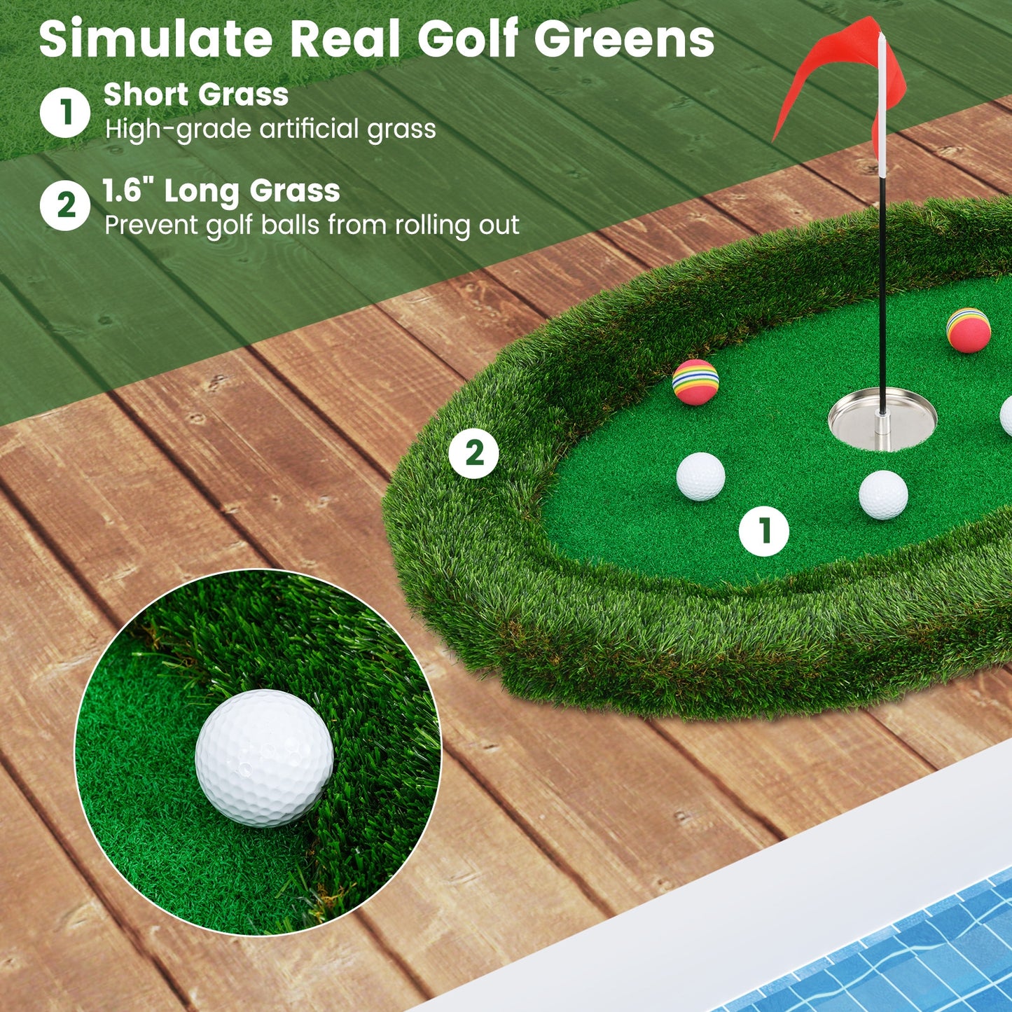 Floating Golf Green Oval Floating Chipping for Pool, Green Golf at Gallery Canada