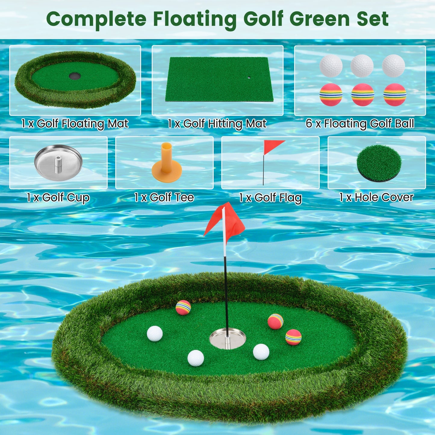 Floating Golf Green Oval Floating Chipping for Pool, Green Golf at Gallery Canada