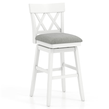 30 Inch Bar Stool with Contoured Backrest and Swivel Padded Seat, White Bar Stools White at Gallery Canada