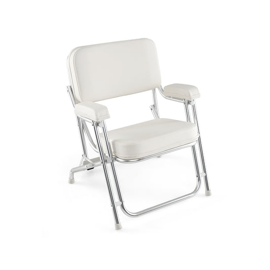 Portable Aluminum Boat Deck Beach Chair with Cushioned Seat, White Water Sports White  at Gallery Canada