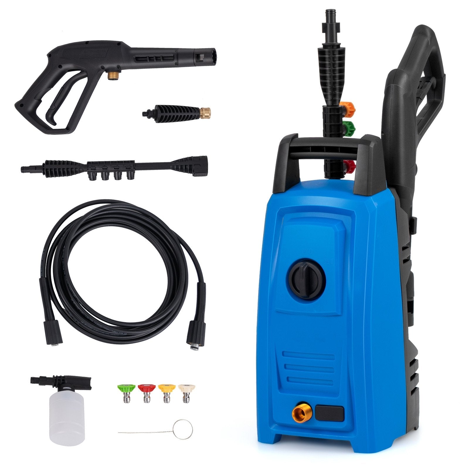 1900 PSI 1.8 GPM Electric Pressure Washer with 4 Quick Connect Nozzles, Blue Washing Machines Blue at Gallery Canada