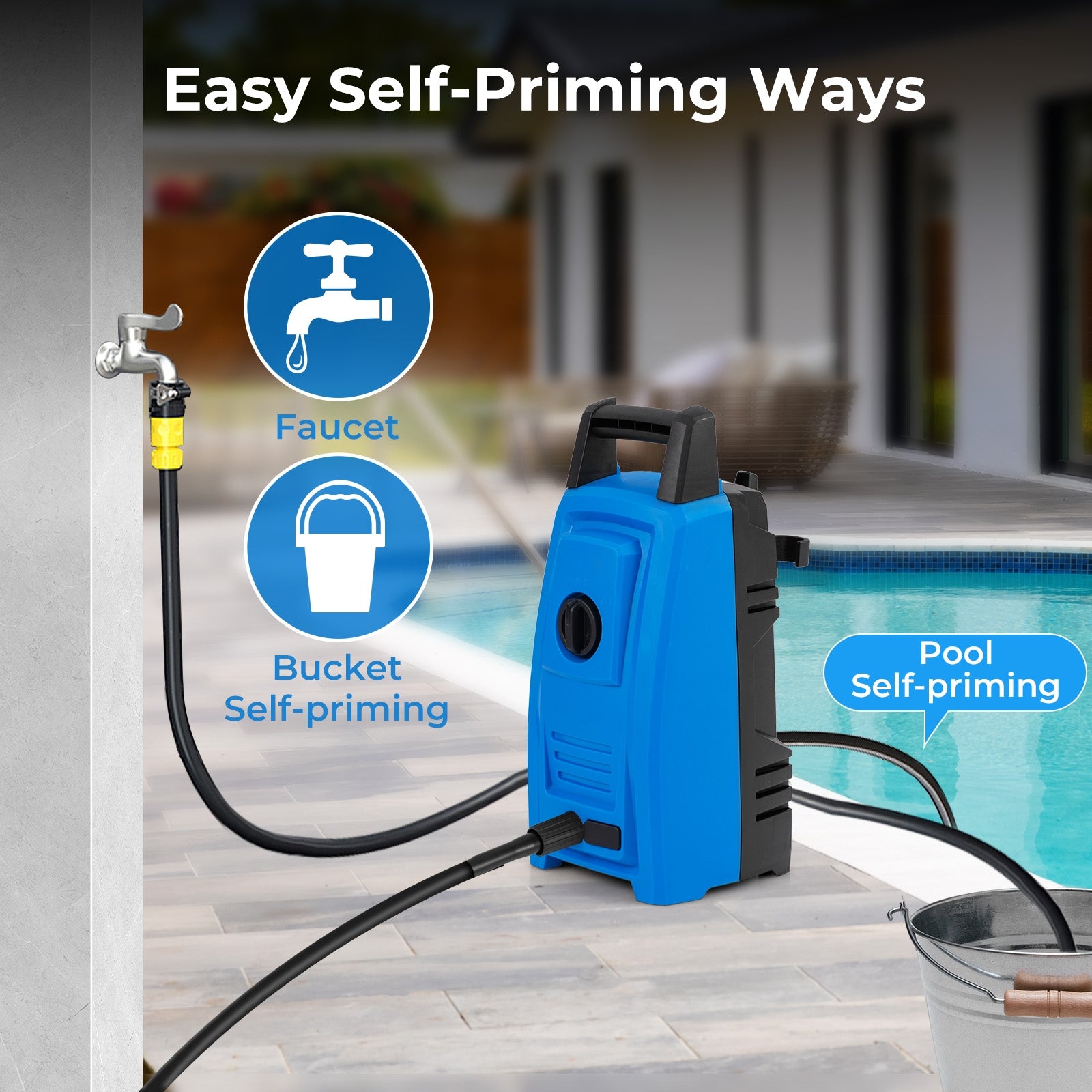 1900 PSI 1.8 GPM Electric Pressure Washer with 4 Quick Connect Nozzles, Blue Washing Machines at Gallery Canada