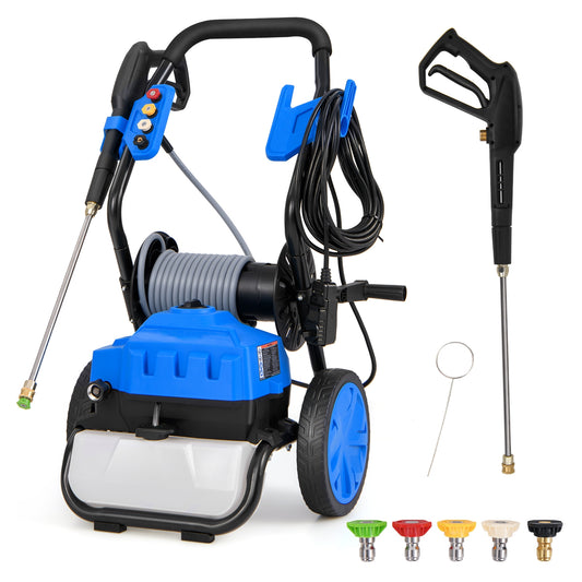 2300 PSI 1.8 GPM Electric Pressure Washer with Wheels and 5 Quick Connect Nozzles, Blue Washing Machines Blue at Gallery Canada